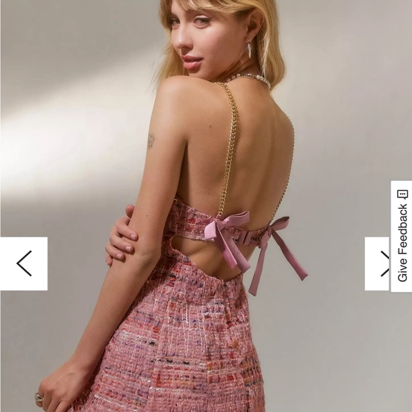 For Love And Lemons Dresses & Skirts - For Love & Lemons Plaid Pink Multi Mini Dress Celine Tweed Chain (S) Like New